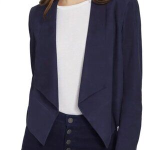 NWT Alice + Olivia Harvey Suede Drape Jacket – Navy Blue Open Front Waterfal (M)